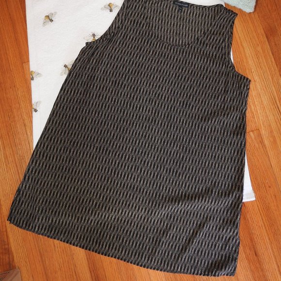 Eileen Fisher Black Tan Silk Tank Medium - Picture 3 of 6